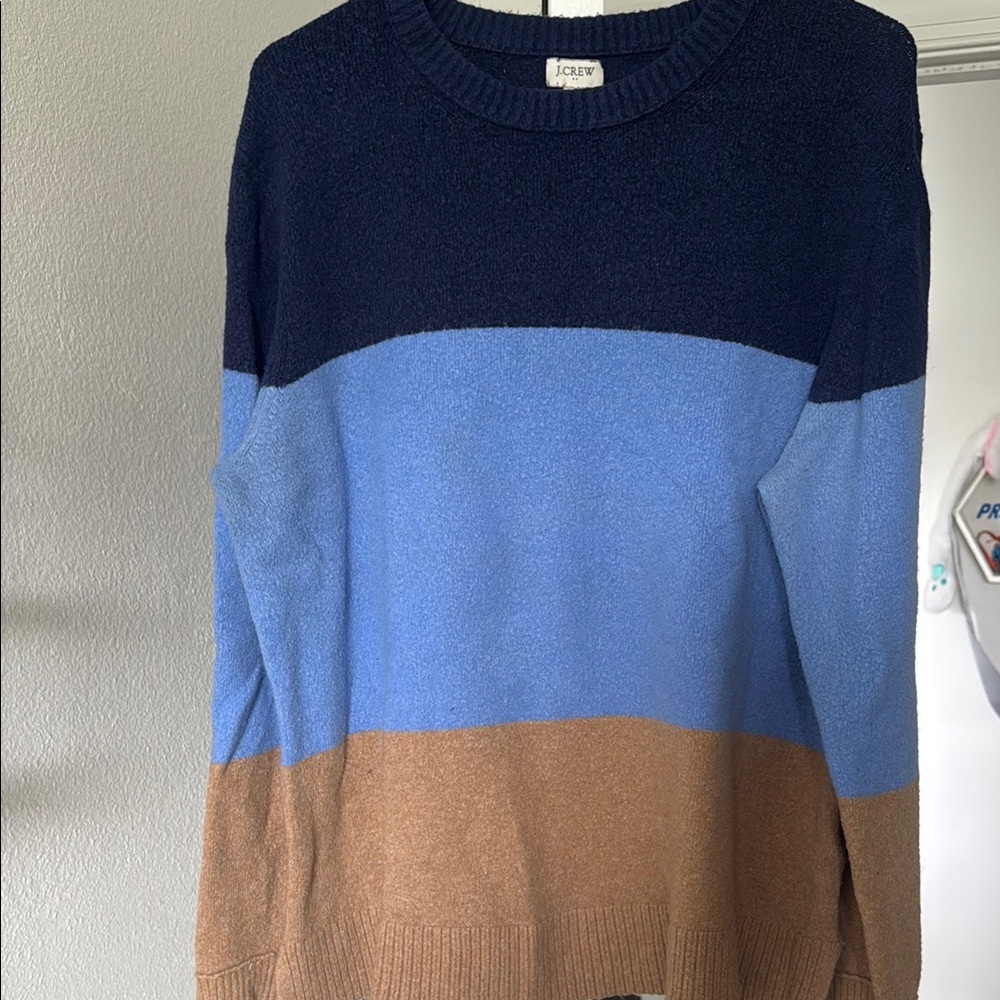 J. Crew Men's Colorblock Sweater - Navy, Blue, and Brown